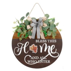 Interchangeable Seasonal Welcome Sign For Front Door, Rustic Round Wood Wreath Decor For Spring, Summer, Fall And Winter