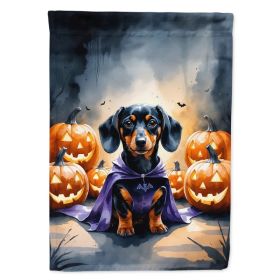 Dachshund Puppy Halloween House Flag Large Porch Sleeve Pole Decorative Outside Yard Banner Artwork Wall Hanging, Polyester, House Size, Multicolor