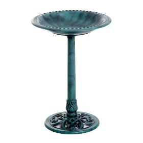 28" Resin Fleur De Lis Bird Bath, Time-Worn Finish - Garden Ornamental Decor