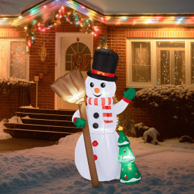 6.2FT Lighted Christmas Inflatable Decoration, Inflatable Snowman Holding Groom