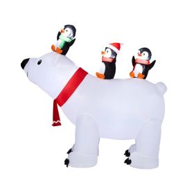 5FT Lighted Christmas Inflatable Decoration, Inflatable Polar Bear and Penguis
