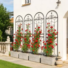 4 Pack Metal Garden Trellis 71" x 19.7" Rustproof Trellis for Climbing Plants Outdoor Flower Support Black