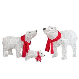 Set of 3 Lighted Polar Bear Family Christmas Decorations