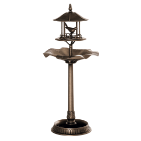 3-in-1 Garden Bird Bath Bowl Pedestal with Bird Feeder, Large Water Basin, Underneath Flower Planter, Bronze