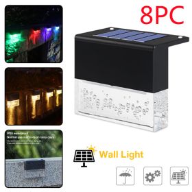 Waterproof New RGB LED Solar Light Step Fence Light (Option: Black 8PC)