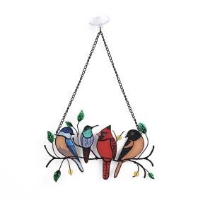 1set, Wrought Iron Bird Ornament Metal Model 4 Birds 7 Birds Pendant Painted Spray Paint Welding Handicraft Window Decoration, Garden Patio Decor (Color: 4 Birds Metal Style 1)