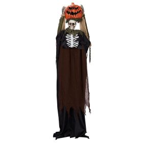 5.6ft Halloween Decorations Outdoor Life Size Animatronics Ghost with Pumpkin Head, Sound-Actived Party Decor with Creepy Sound (title: default title)