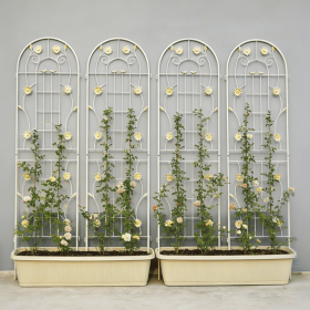 4 Pack Metal Garden Trellis 71" x 19.7" Rustproof Trellis for Climbing Plants Outdoor Flower Support Cream White (Color: as Pic)