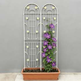 2 Pack Metal Garden Trellis 86.7" x 19.7" Rustproof Trellis for Climbing Plants Outdoor Flower Support Cream White (Color: as Pic)