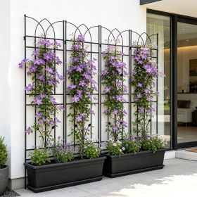 4 Pack Metal Garden Trellis 71" x 17.7" Rustproof Trellis for Climbing Plants Outdoor Flower Support Black (Color: as Pic)