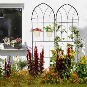 4 Pack Metal Garden Trellis 78.7" x 19.7" Rustproof Trellis for Climbing Plants Outdoor Flower Support Black (Color: as Pic)