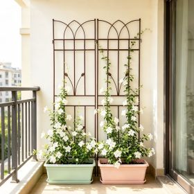 2 Pack Metal Garden Trellis 71" x 17.7" Rustproof Trellis for Climbing Plants Outdoor Flower Support Brown (Color: as Pic)